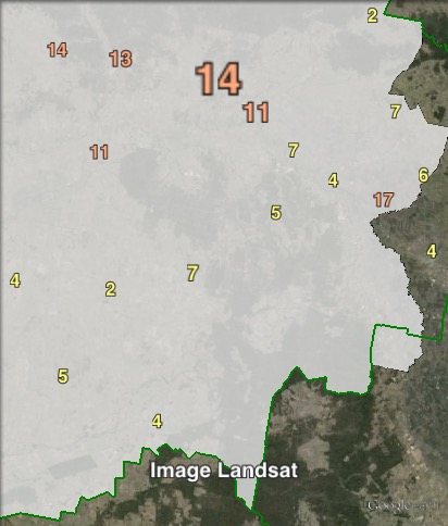 Primary votes for independent candidate Mark O'Brien in eastern parts of Warrego at the 2012 Queensland state election.