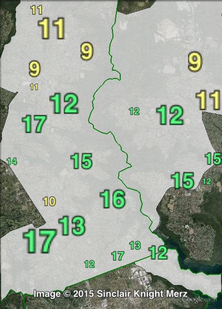 Greens primary votes in Davidson at the 2011 NSW state election.