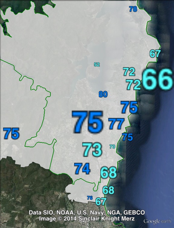 Liberal primary votes in Pittwater at the 2011 NSW state election.