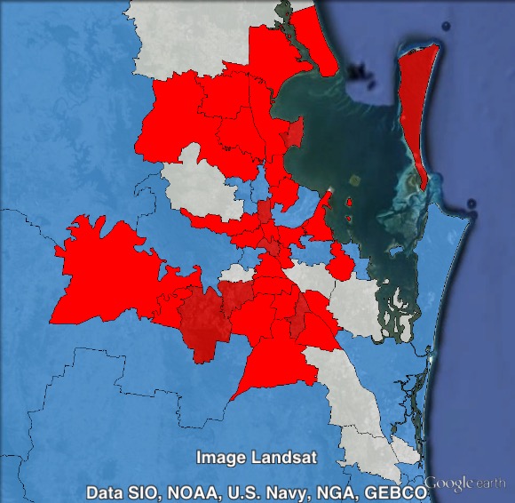 Results of the 2015 Queensland state election in south-east Queensland.