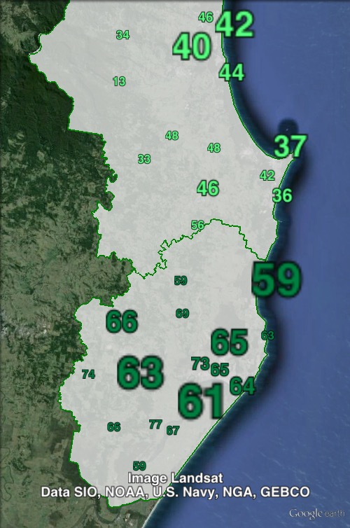 Nationals primary votes in Ballina at the 2011 NSW state election.