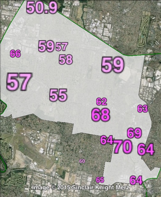 Two-party-preferred votes in Bankstown at the 2011 NSW state election.