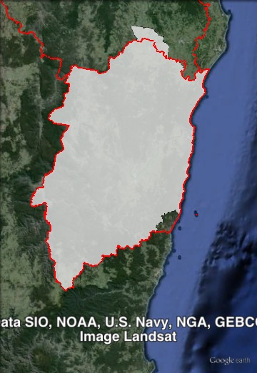 Map of Clarence's 2011 and 2015 boundaries. 2011 boundaries marked as red lines, 2015 boundaries marked as white area. Click to enlarge.