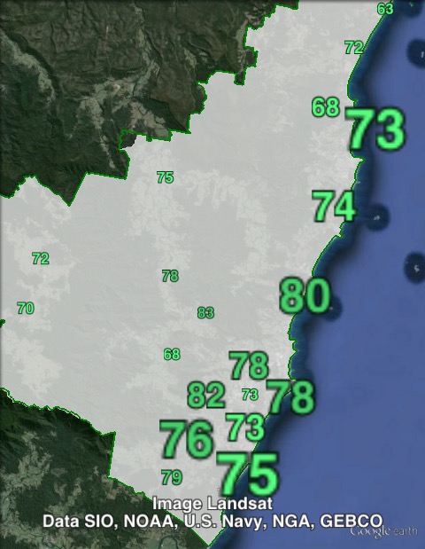 Two-party-preferred votes in Coffs Harbour at the 2011 NSW state election.
