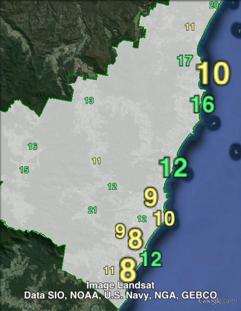 Greens primary votes in Coffs Harbour at the 2011 NSW state election.