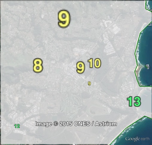 Greens primary votes in the Coffs Harbour urban area at the 2011 NSW state election.