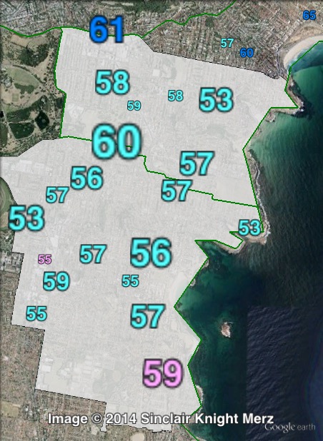 Two-party-preferred votes in Coogee at the 2011 NSW state election.