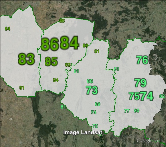 Two-party-preferred votes in Dubbo at the 2011 NSW state election.