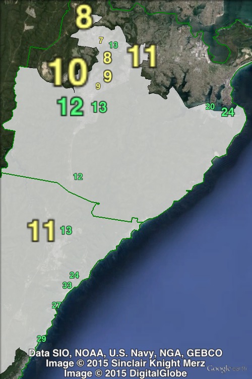 Greens primary votes in Heathcote at the 2011 NSW state election.