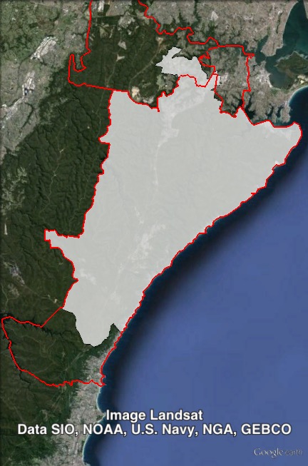 Map of Heathcote's 2011 and 2015 boundaries. 2011 boundaries marked as red lines, 2015 boundaries marked as white area. Click to enlarge.