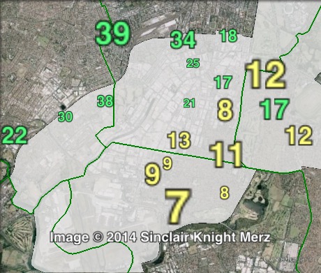 Greens primary votes in Heffron at the 2011 NSW state election.