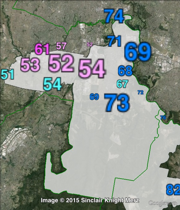 Two-party-preferred votes in Holsworthy at the 2011 NSW state election.