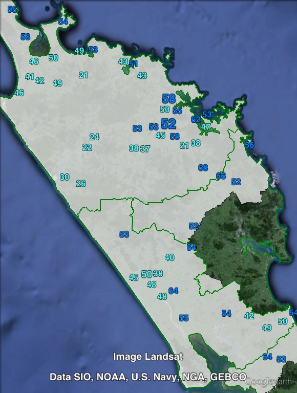 National party votes in Northland at the 2015 New Zealand general election.