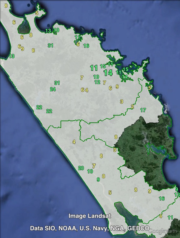 Green party votes in Northland at the 2015 New Zealand general election.