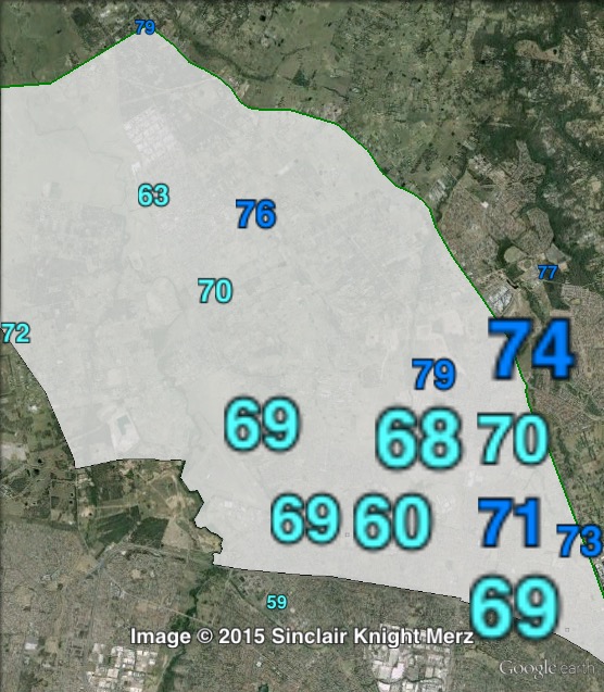 Two-party-preferred votes in Riverstone at the 2011 NSW state election.