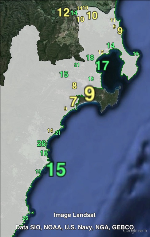 Greens primary votes in South Coast at the 2011 NSW state election.