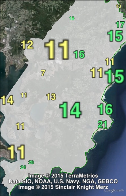 Greens primary votes in Terrigal at the 2011 NSW state election.