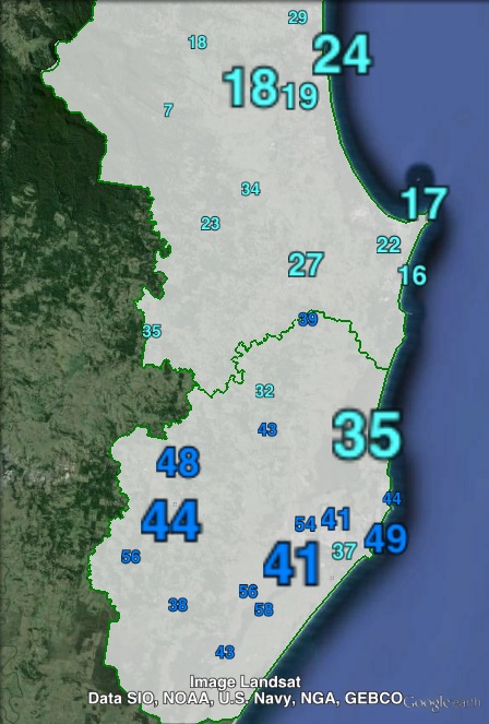 Nationals primary votes in Ballina at the 2015 NSW state election.