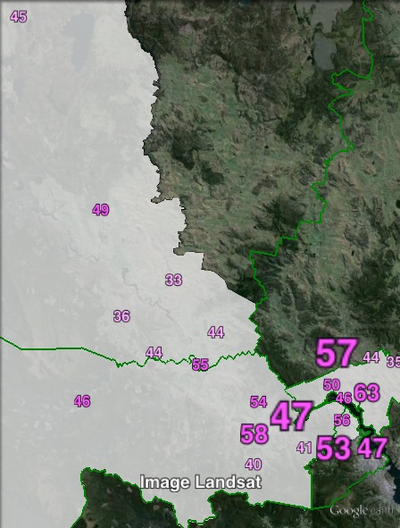 Labor primary votes in Derwent at the 2009 Legislative Council election.