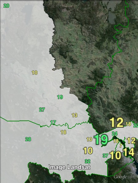 Greens primary votes in Derwent at the 2009 Legislative Council election.