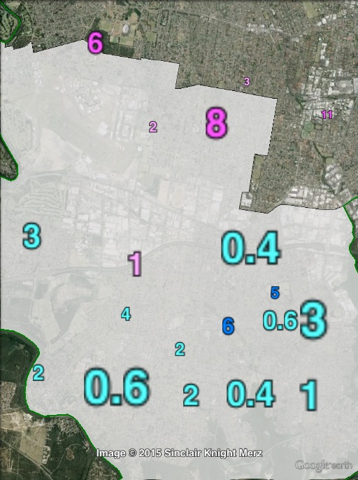 Two-party-preferred swings in East Hills at the 2015 NSW state election.