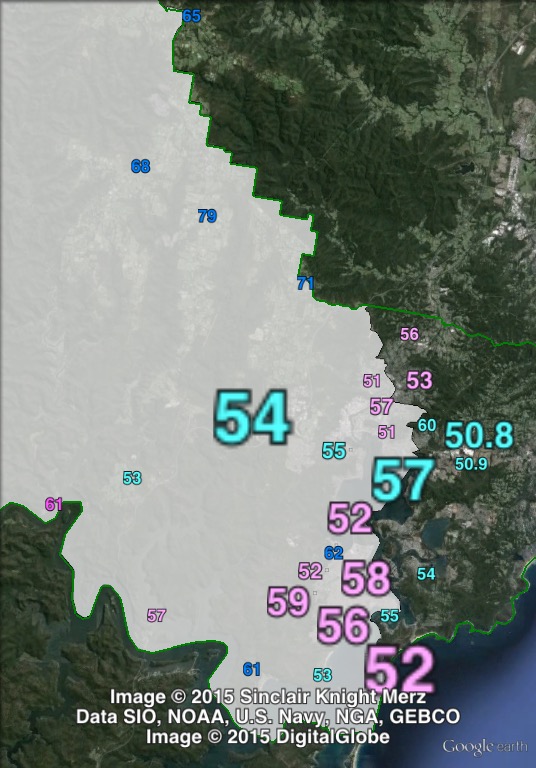 Two-party-preferred votes in Gosford at the 2015 NSW state election.