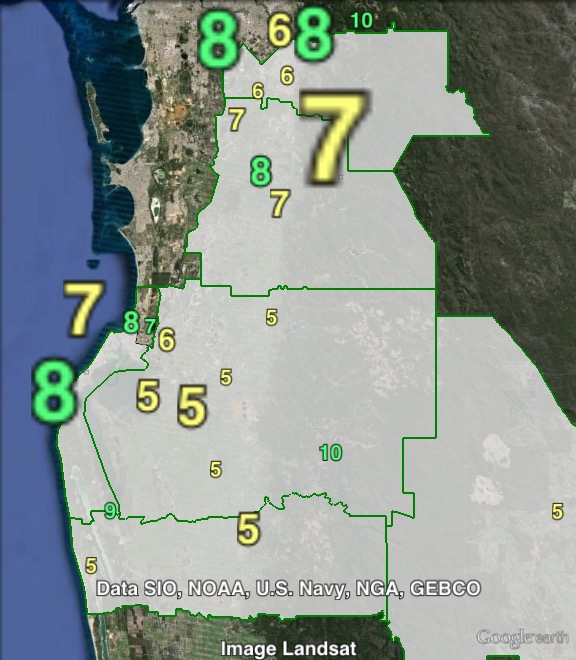 Greens primary votes in Canning at the 2013 Australian federal election.