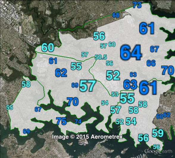 Liberal primary votes in North Sydney at the 2013 federal election.
