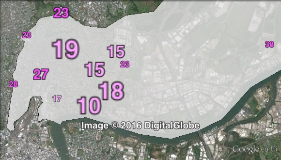 Labor primary votes for councillor in Hamilton at the 2012 Brisbane City Council election.