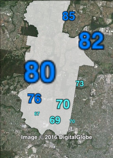 Two-party-preferred votes for mayor in McDowall at the 2012 Brisbane City Council election.