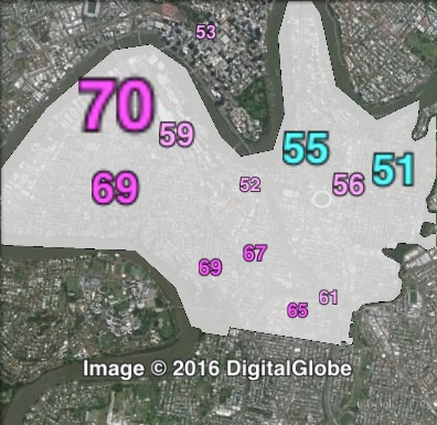 Two-party-preferred votes for councillor in the Gabba at the 2012 Brisbane City Council election.