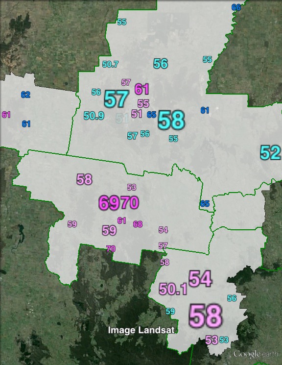 Two-party-preferred votes in Bendigo at the 2013 federal election.