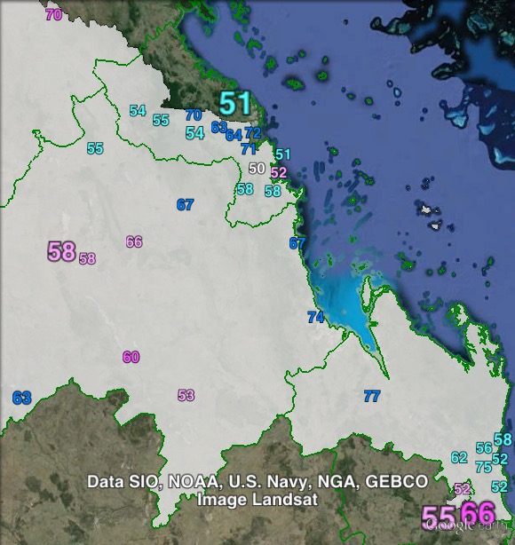 Two-party-preferred votes in Capricornia at the 2013 federal election.