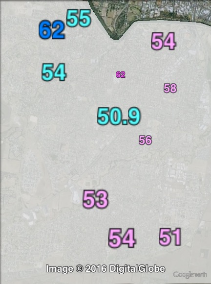 Two-party-preferred votes in southern Geelong at the 2013 federal election.