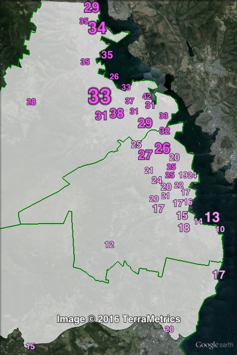 Labor primary votes in Denison at the 2013 federal election.