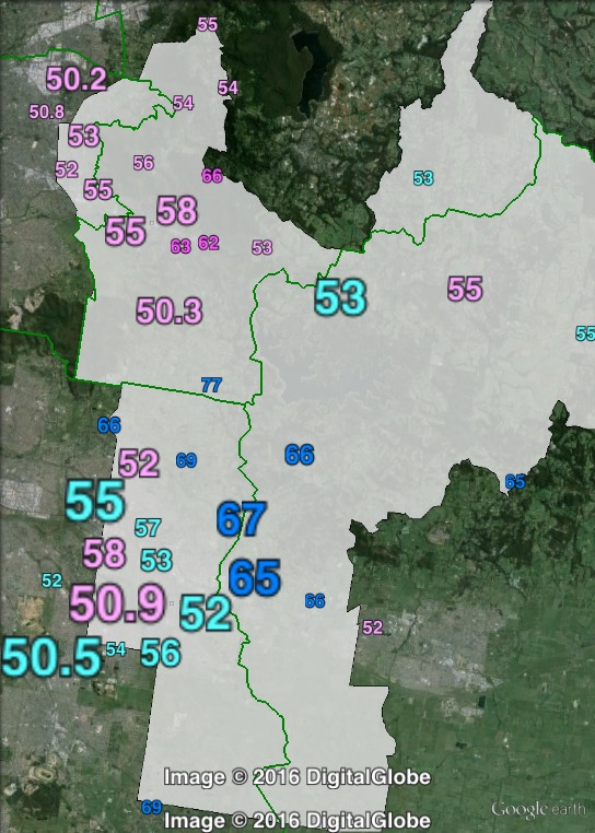 Two-party-preferred votes in La Trobe at the 2013 federal election.