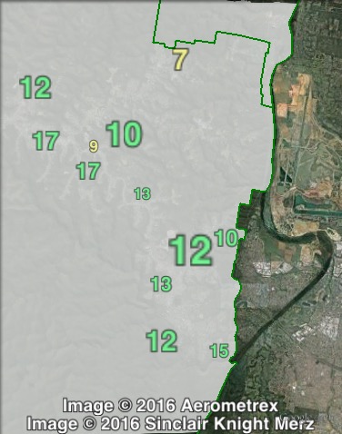 Greens primary votes in the lower Blue Mountains at the 2013 federal election.