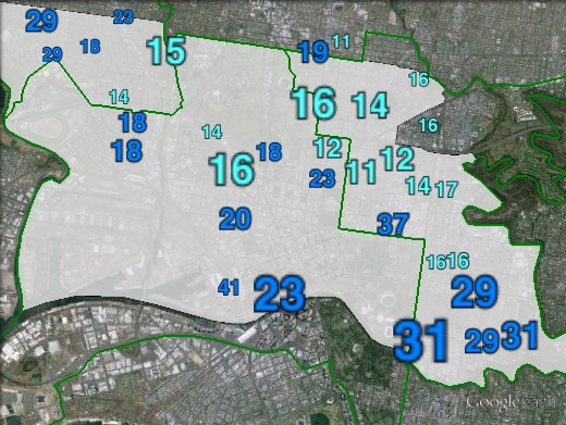 Liberal primary votes in Melbourne at the 2013 federal election.