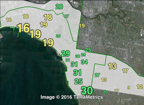 Greens primary votes in Melbourne Ports at the 2013 federal election.