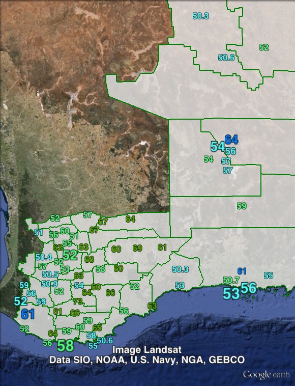 Two-candidate-preferred (Liberal vs Nationals) votes in O'Connor at the 2013 federal election.