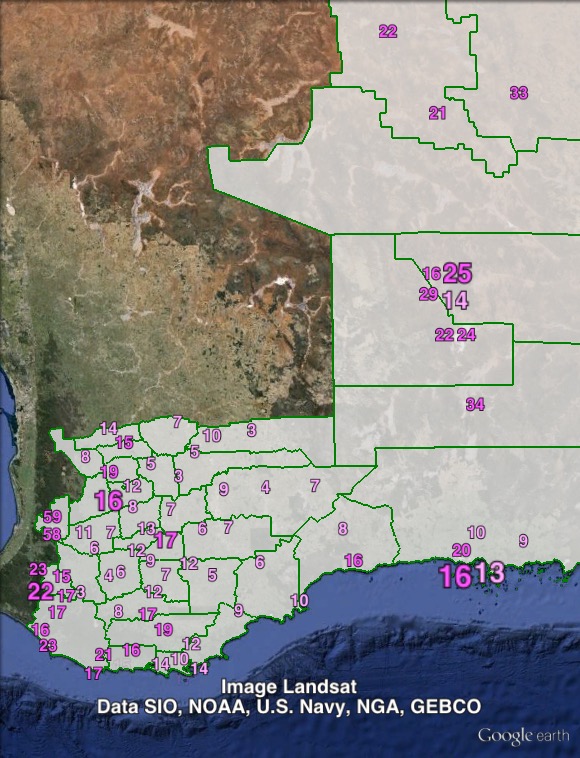 Labor primary votes in O'Connor at the 2013 federal election.