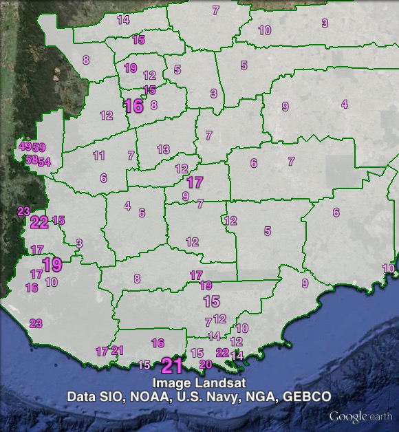 Labor primary votes in south-western O'Connor at the 2013 federal election.