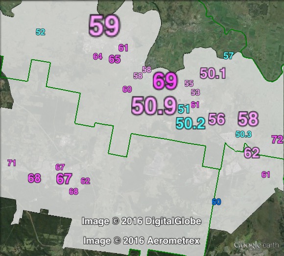 Two-party-preferred votes in western Paterson at the 2013 federal election.