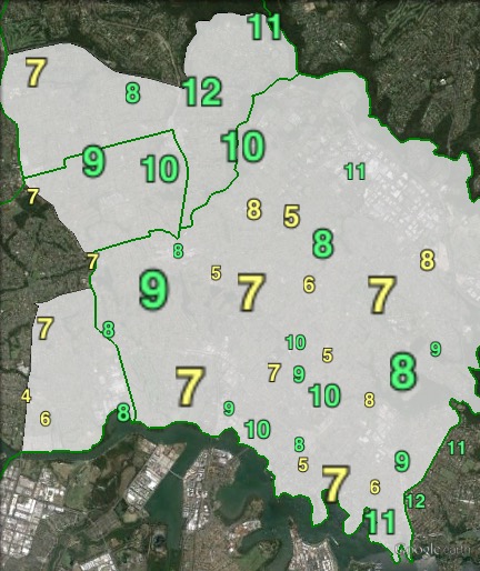 Greens primary votes in Bennelong at the 2013 federal election.