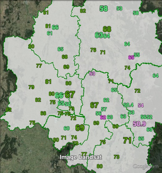 Two-party-preferred votes in Calare at the 2013 federal election.