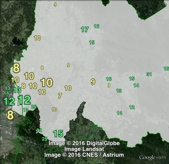 Greens primary votes in Casey at the 2013 federal election.