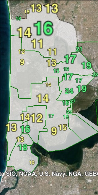 Greens primary votes in Curtin at the 2013 federal election.