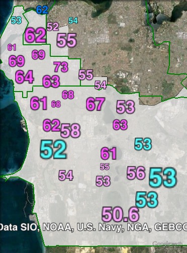 Two-party-preferred votes in Fremantle at the 2013 federal election.