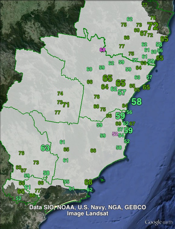 Two-party-preferred votes in Lyne at the 2013 federal election.