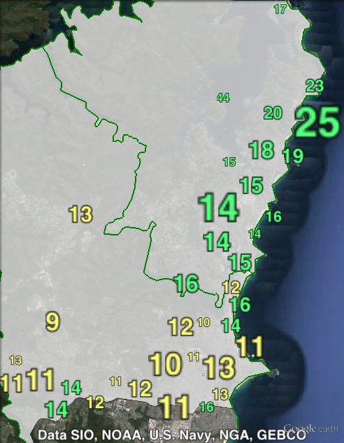 Greens primary votes in Mackellar at the 2013 federal election.